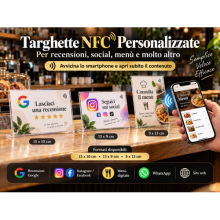 Targhetta NFC Personalizzata da Banco – Recensioni, Social, Menu, WhatsApp e Link